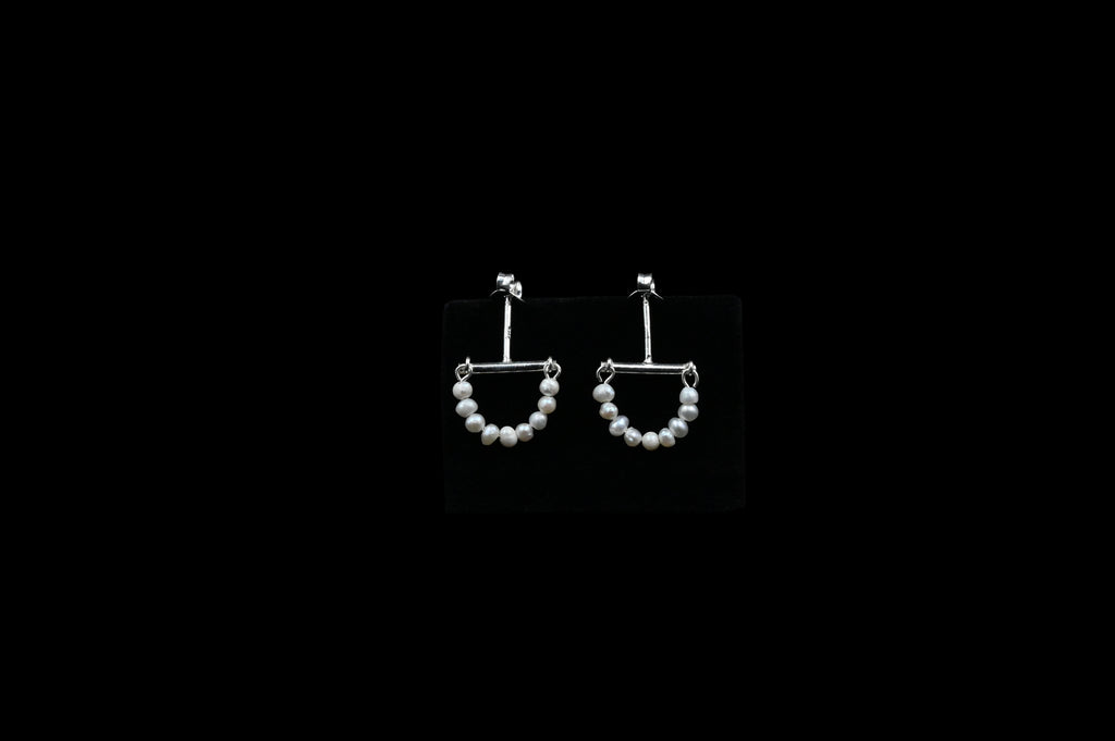 925 Silver Half Moon fresh water pure pearl Earrings for Women Fashion Wedding, Party and Everyday Wear