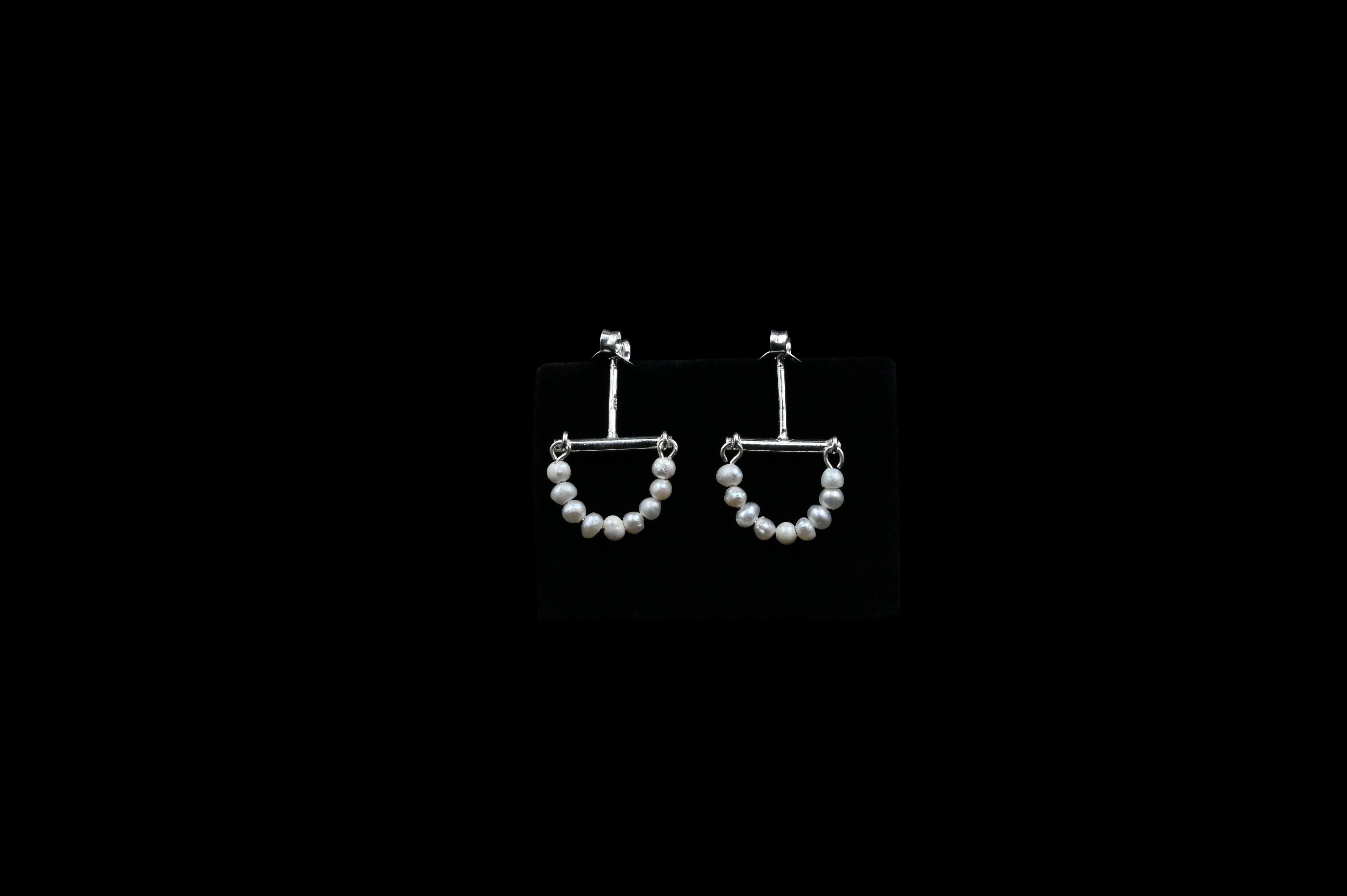 925 Silver Half Moon fresh water pure pearl Earrings for Women Fashion Wedding, Party and Everyday Wear