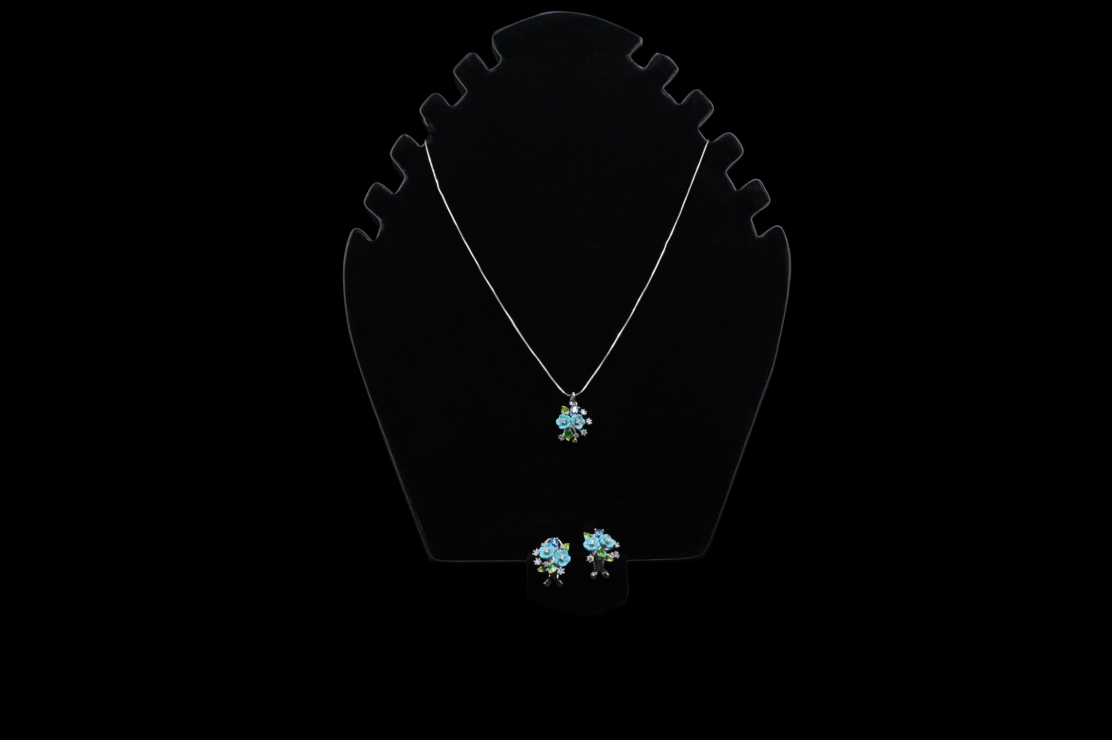 925 Sterling Silver flower Pendant Earring handcrafted Jewellery Set | Rhodium Plated, Swiss Zirconia | Gift for Women & Girls