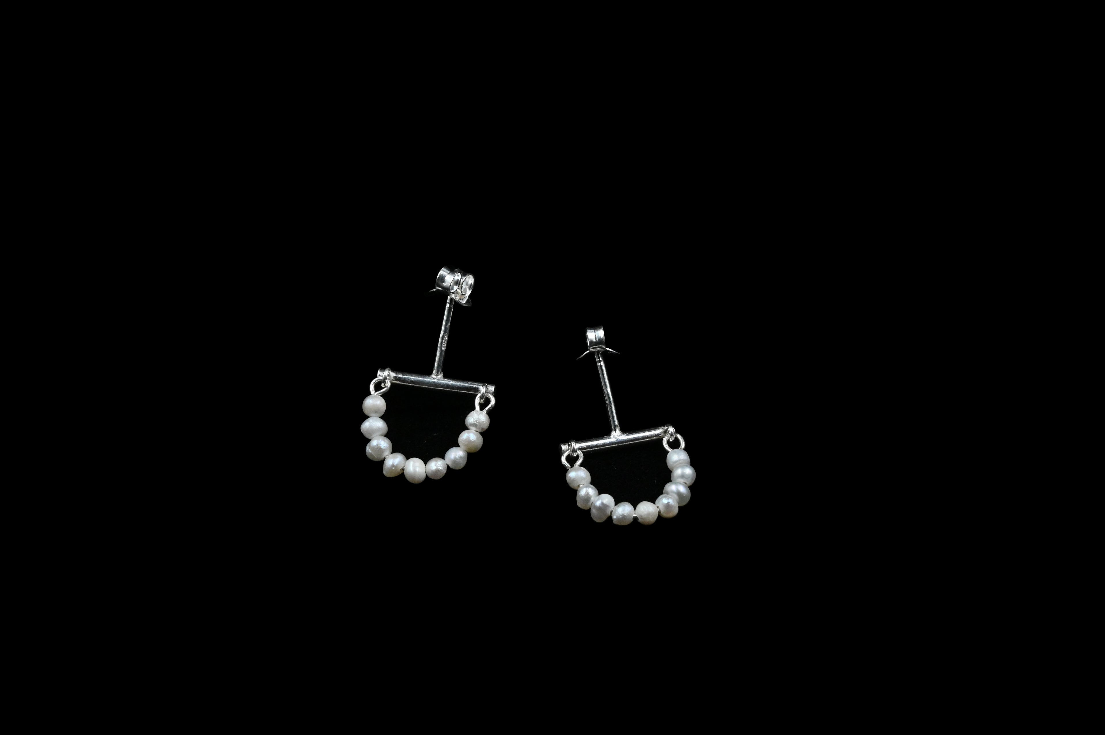 925 Silver Half Moon fresh water pure pearl Earrings for Women Fashion Wedding, Party and Everyday Wear
