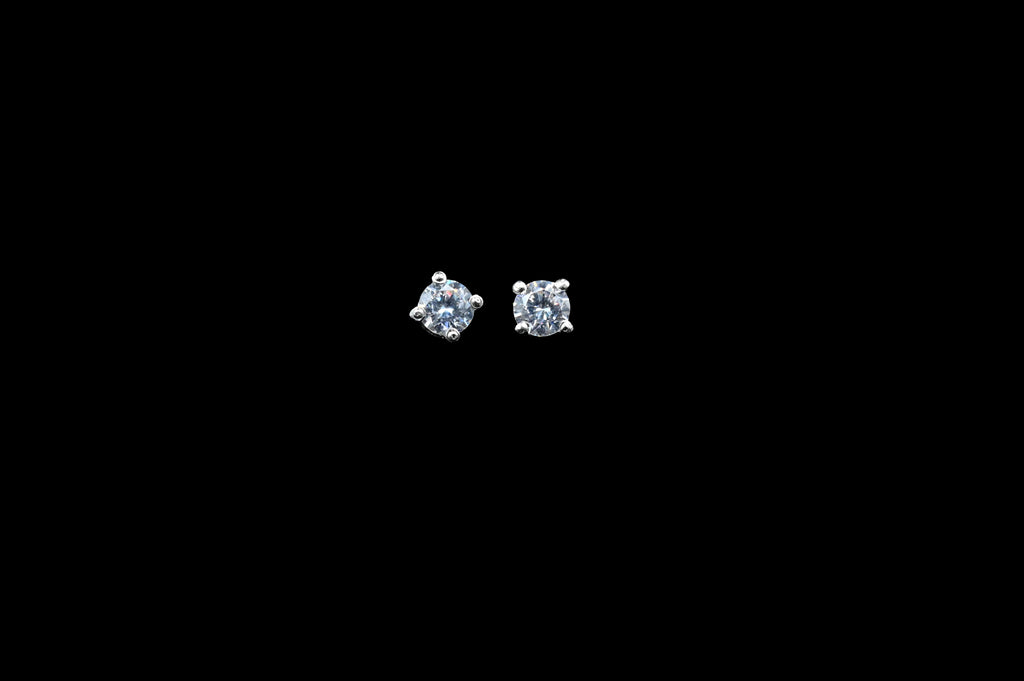925 Silver Solitaire Stud Earrings | 92.5 Sterling Silver & Round Brilliant Cubic Zirconia Tops for Men / Women/Girls