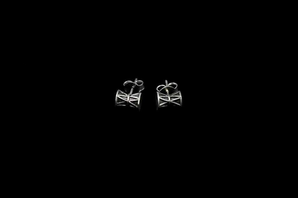 Pure Sterling Silver 925 Shiva Damroo (Damru) Earring Studs for Men & Women/Girls