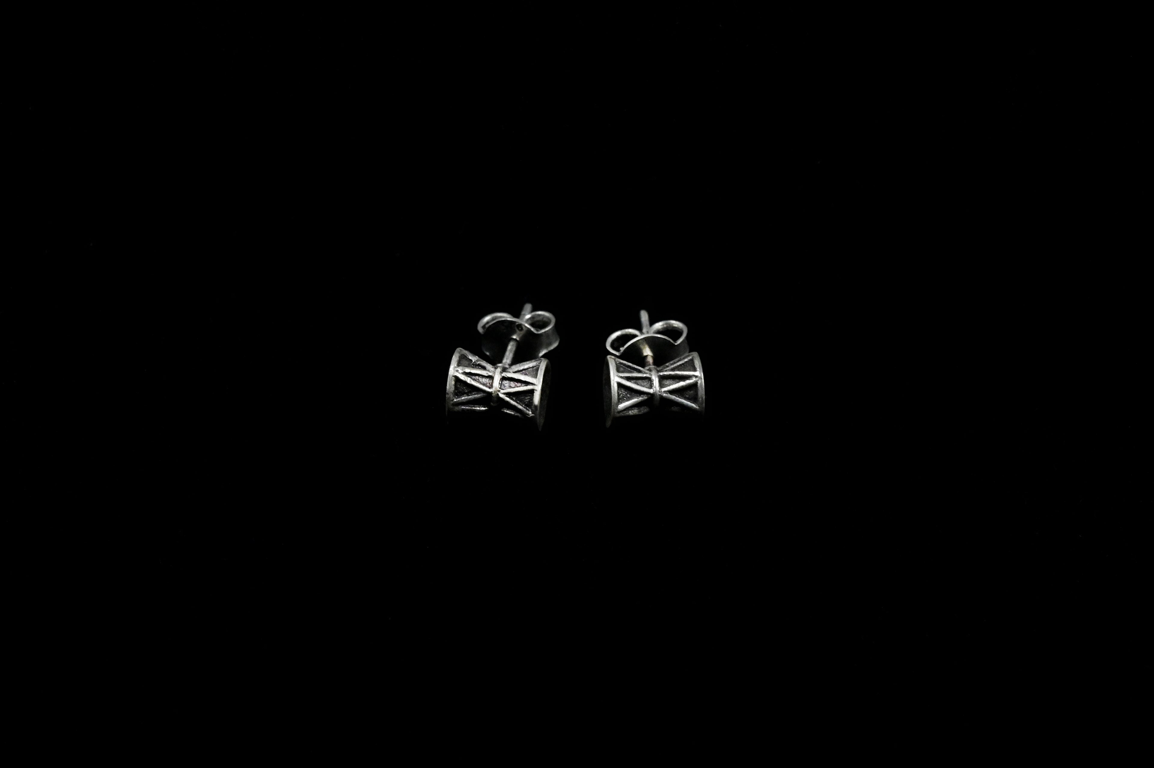 Pure Sterling Silver 925 Shiva Damroo (Damru) Earring Studs for Men & Women/Girls