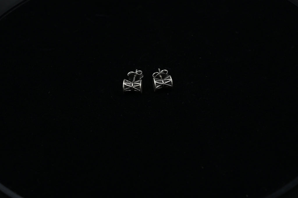 Pure Sterling Silver 925 Shiva Damroo (Damru) Earring Studs for Men & Women/Girls