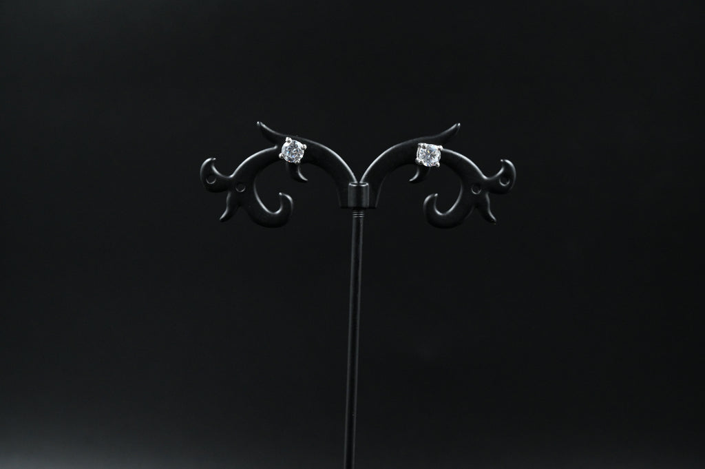 925 Silver Solitaire Stud Earrings | 92.5 Sterling Silver & Round Brilliant Cubic Zirconia Tops for Men / Women/Girls