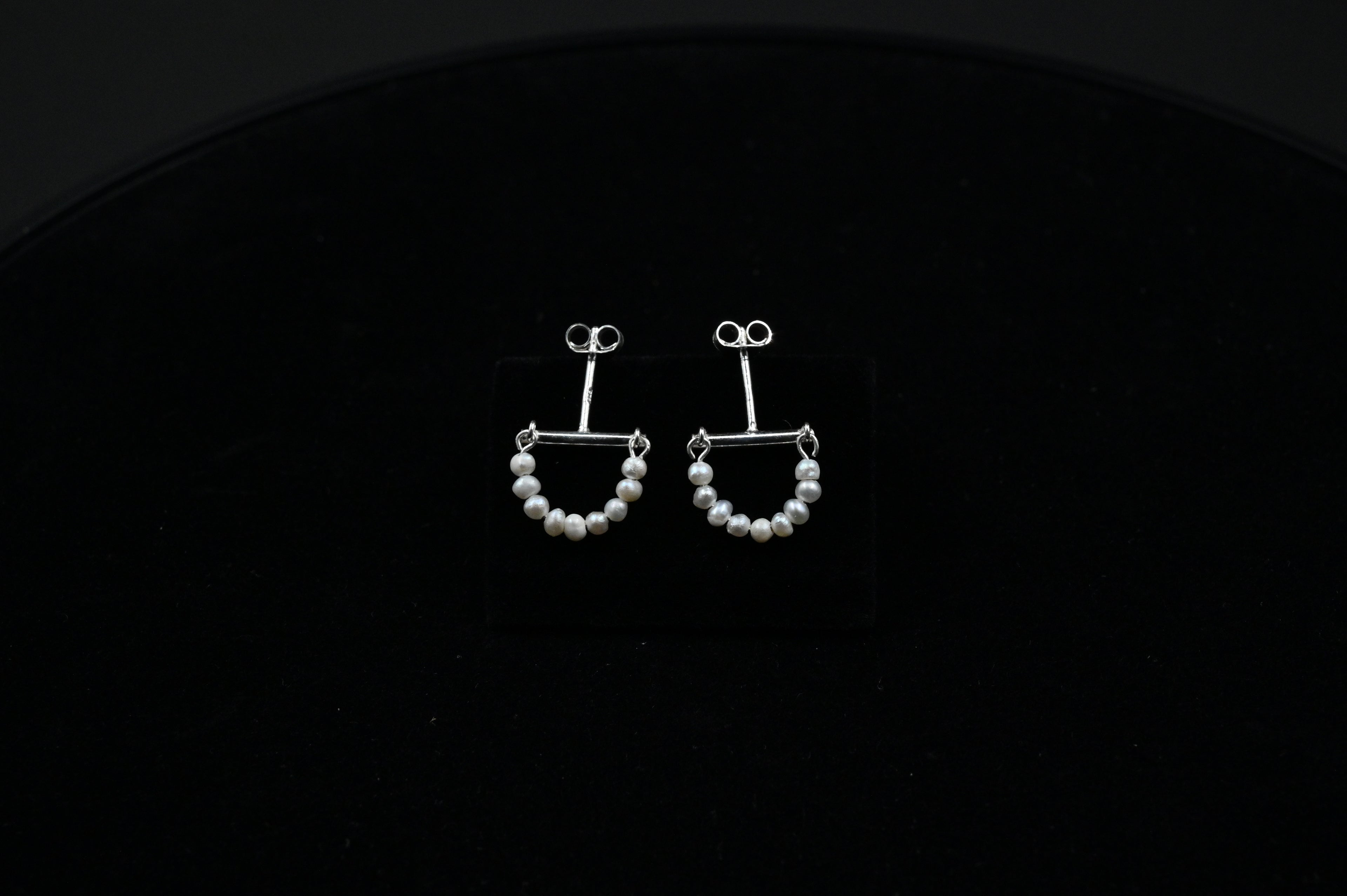 925 Silver Half Moon fresh water pure pearl Earrings for Women Fashion Wedding, Party and Everyday Wear