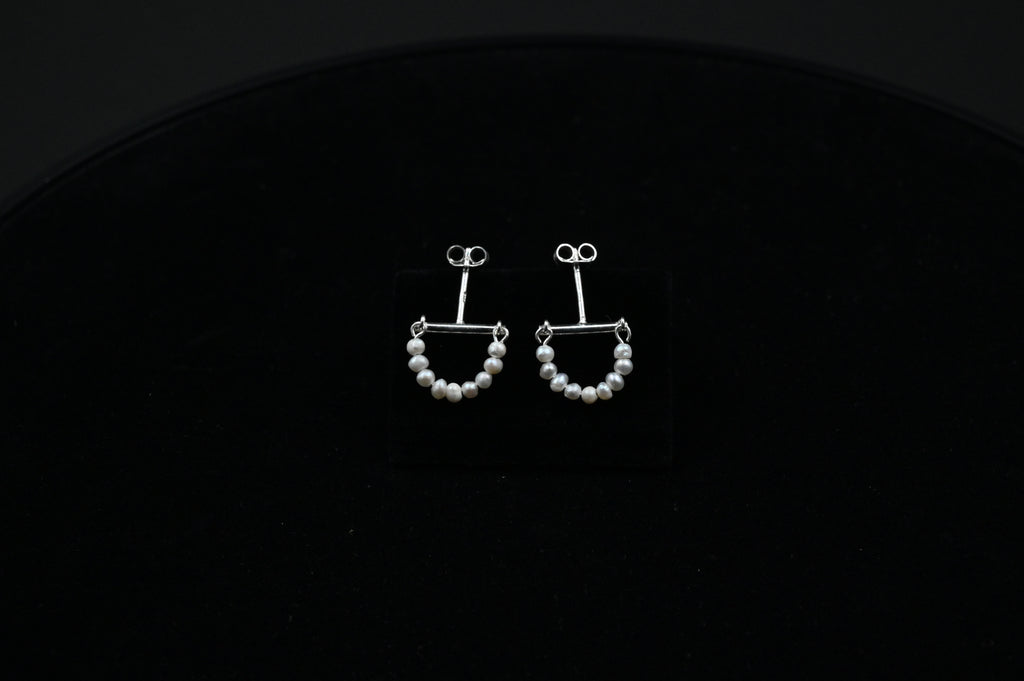 925 Silver Half Moon fresh water pure pearl Earrings for Women Fashion Wedding, Party and Everyday Wear