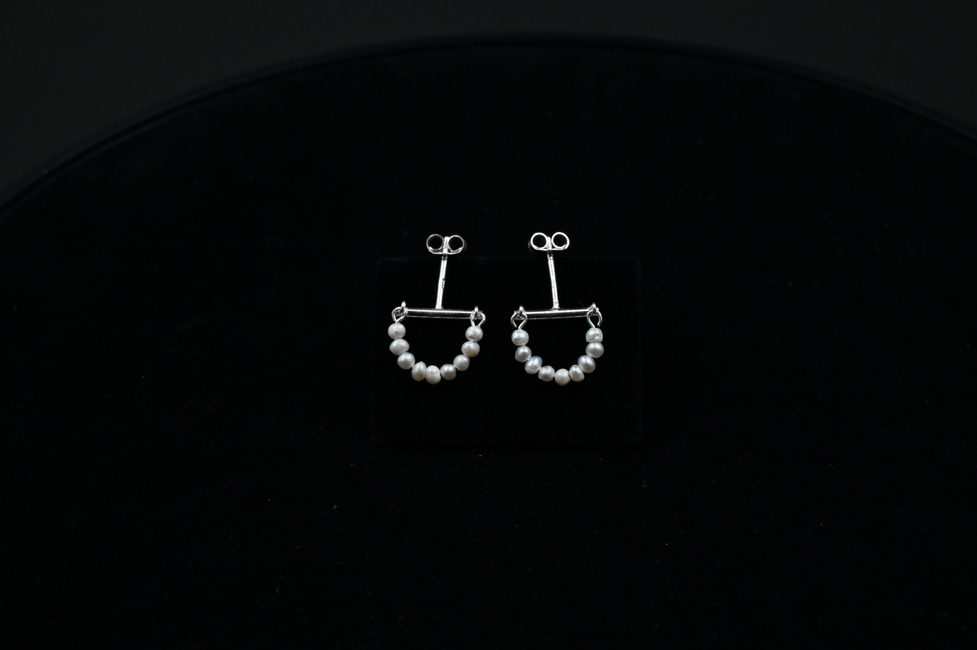 925 Silver Half Moon fresh water pure pearl Earrings for Women Fashion Wedding, Party and Everyday Wear