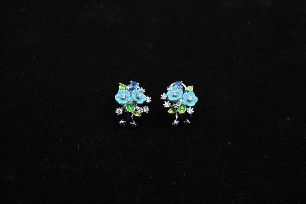 925 Sterling Silver flower Pendant Earring handcrafted Jewellery Set | Rhodium Plated, Swiss Zirconia | Gift for Women & Girls