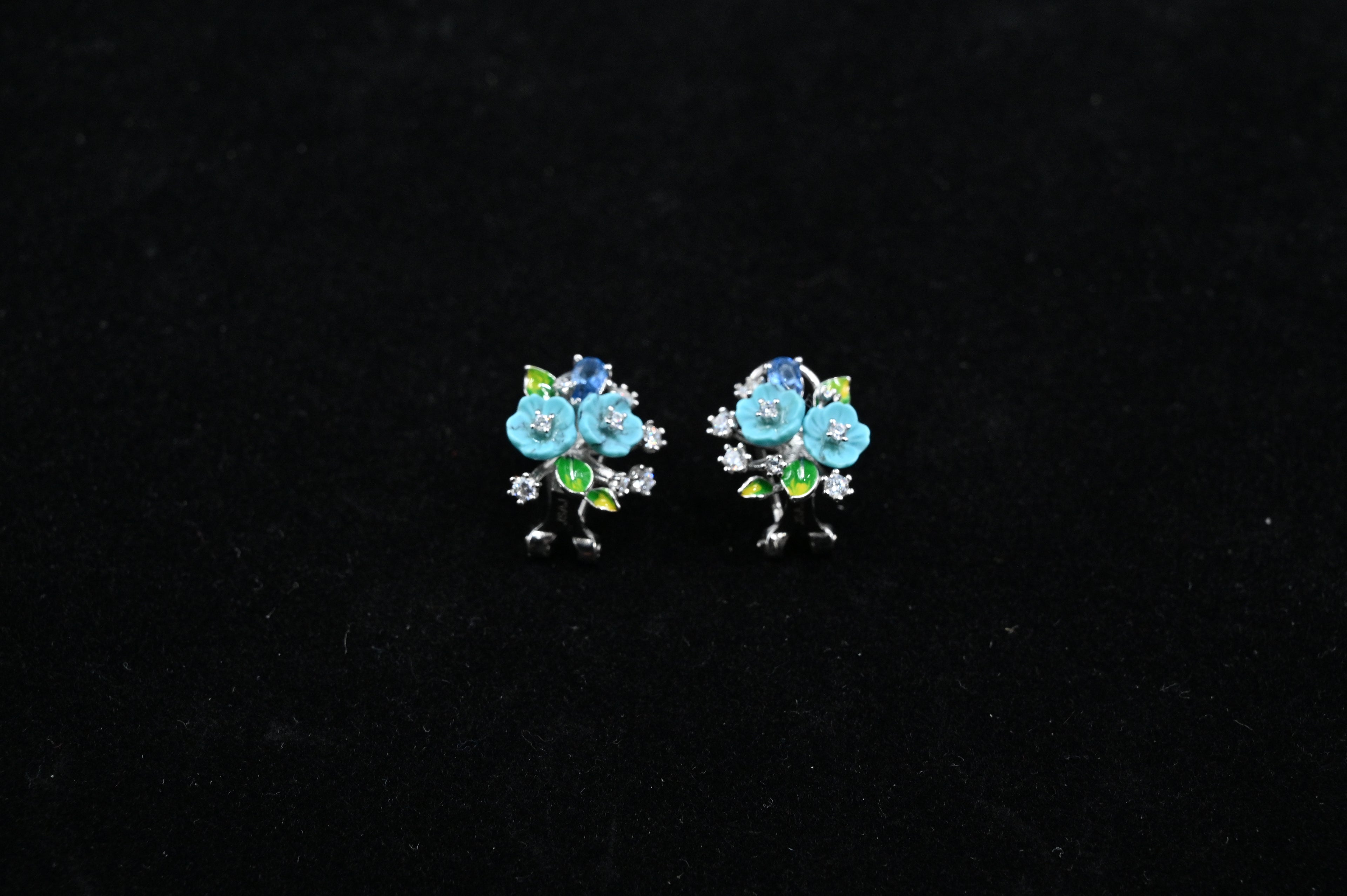 925 Sterling Silver flower Pendant Earring handcrafted Jewellery Set | Rhodium Plated, Swiss Zirconia | Gift for Women & Girls