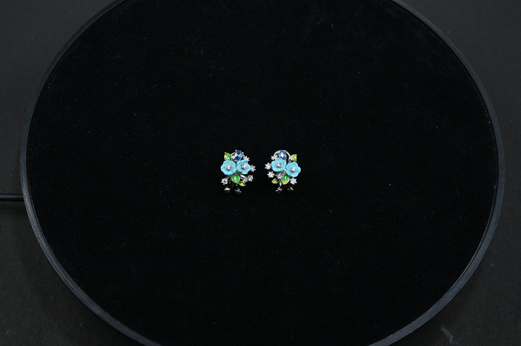 925 Sterling Silver flower Pendant Earring handcrafted Jewellery Set | Rhodium Plated, Swiss Zirconia | Gift for Women & Girls