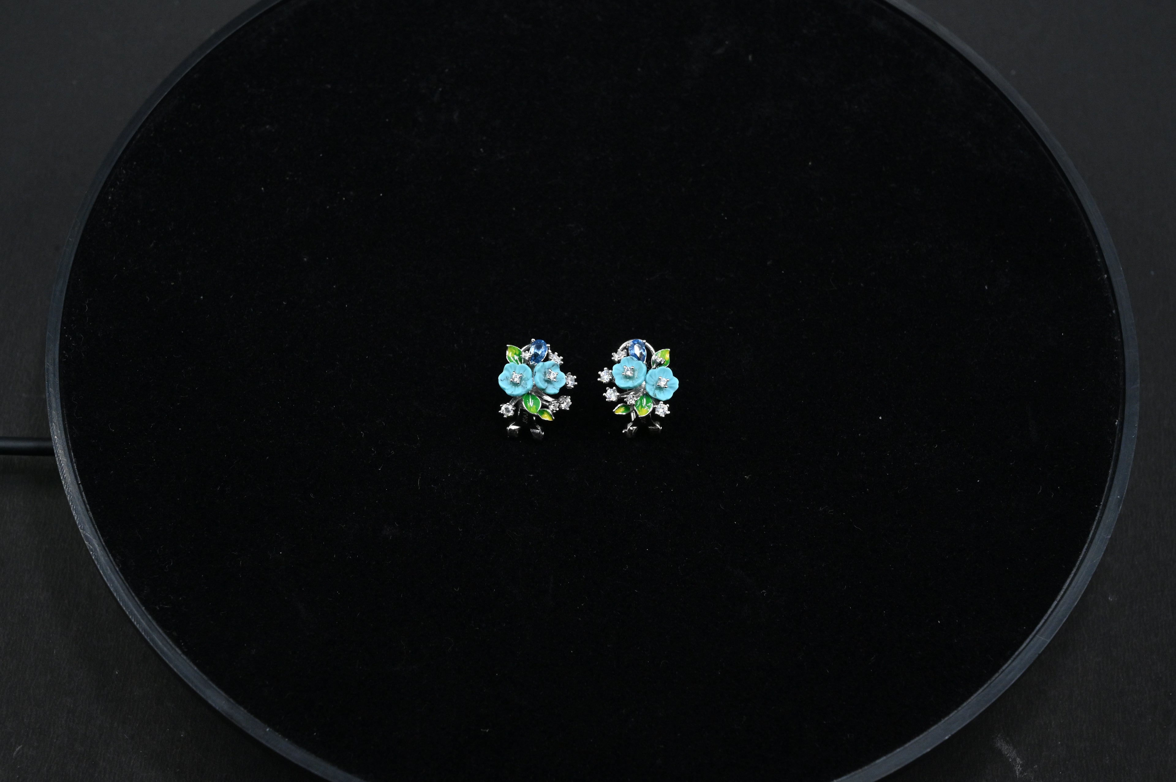 925 Sterling Silver flower Pendant Earring handcrafted Jewellery Set | Rhodium Plated, Swiss Zirconia | Gift for Women & Girls