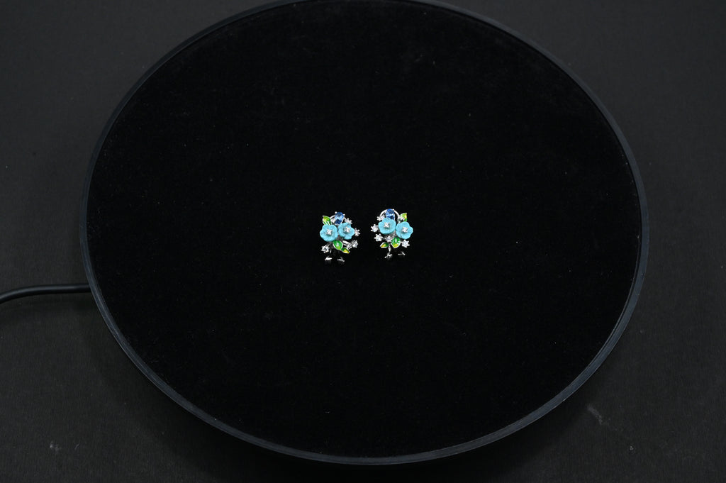 925 Sterling Silver flower Pendant Earring handcrafted Jewellery Set | Rhodium Plated, Swiss Zirconia | Gift for Women & Girls