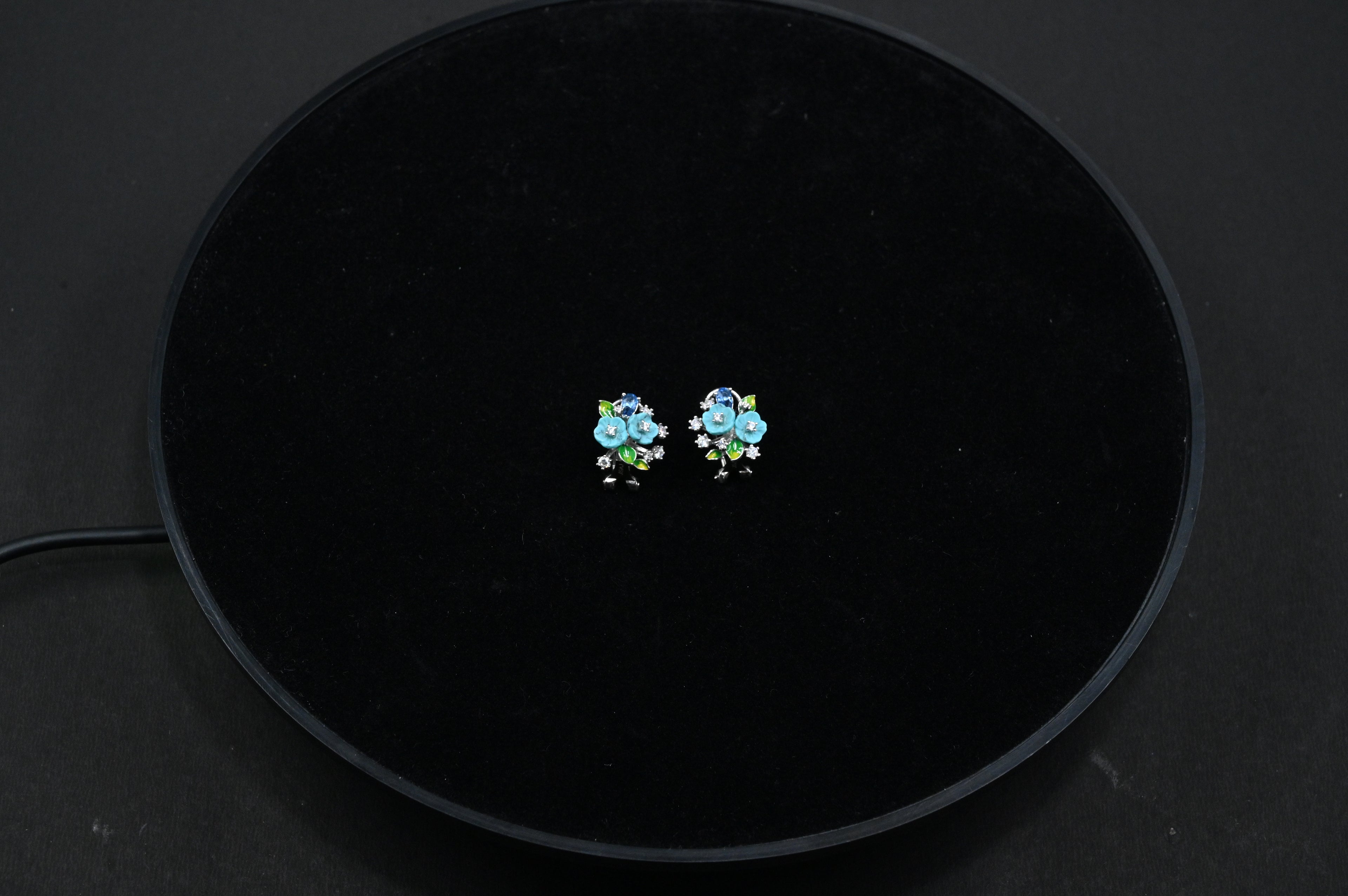 925 Sterling Silver flower Pendant Earring handcrafted Jewellery Set | Rhodium Plated, Swiss Zirconia | Gift for Women & Girls