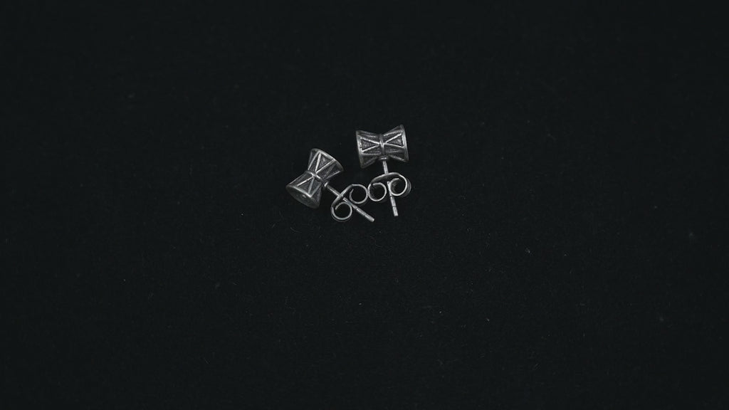Pure Sterling Silver 925 Shiva Damroo (Damru) Earring Studs for Men & Women/Girls
